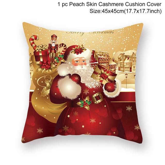 A festive Merry Christmas cushion cover featuring vibrant holiday designs, perfect for home decoration.