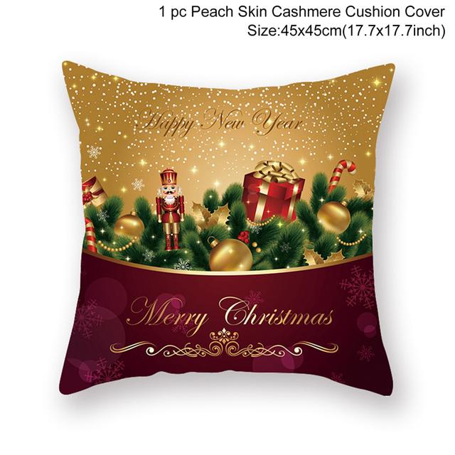 A festive Merry Christmas cushion cover featuring vibrant holiday designs, perfect for home decoration.