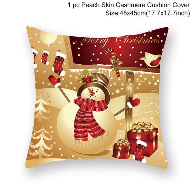 A festive Merry Christmas cushion cover featuring vibrant holiday designs, perfect for home decoration.