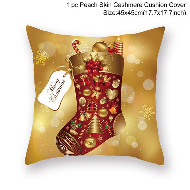 A festive Merry Christmas cushion cover featuring vibrant holiday designs, perfect for home decoration.