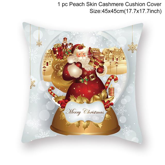 A festive Merry Christmas cushion cover featuring vibrant holiday designs, perfect for home decoration.