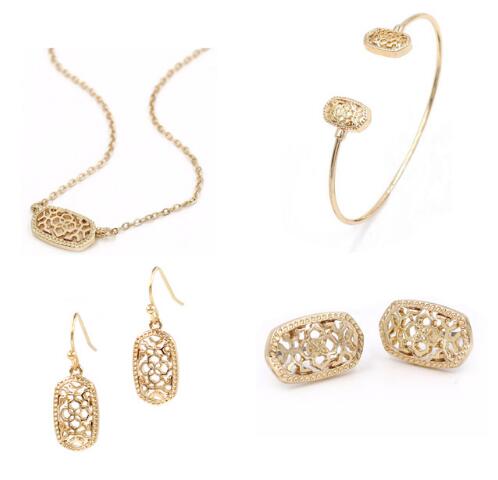 Kendra Style Small Oval Hollow Out Alloy Frame Earrings, featuring a delicate hollow out design perfect for Christmas gifting.