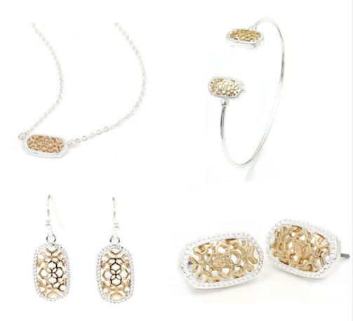 Kendra Style Small Oval Hollow Out Alloy Frame Earrings, featuring a delicate hollow out design perfect for Christmas gifting.