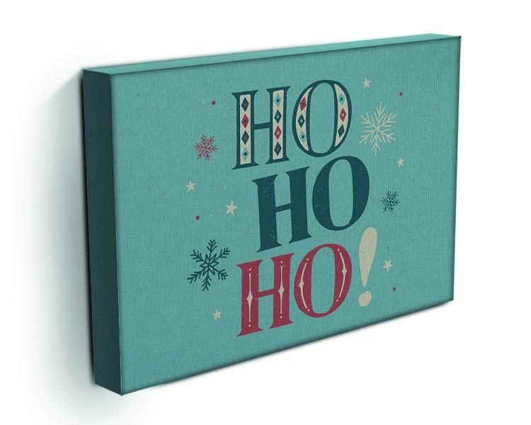A vibrant Christmas Retro Ho Ho Ho Canvas Print featuring festive colors and cheerful design, perfect for holiday decor.