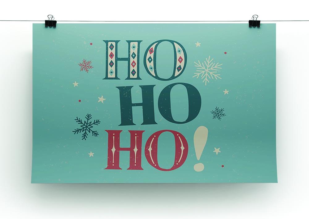 A vibrant Christmas Retro Ho Ho Ho Canvas Print featuring festive colors and cheerful design, perfect for holiday decor.