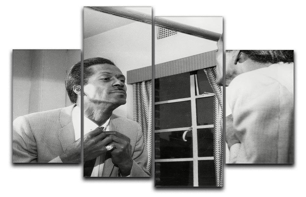 Chuck Berry dressing 4 Split Panel Canvas artwork featuring vibrant colors and dynamic design, divided into four equal sections.