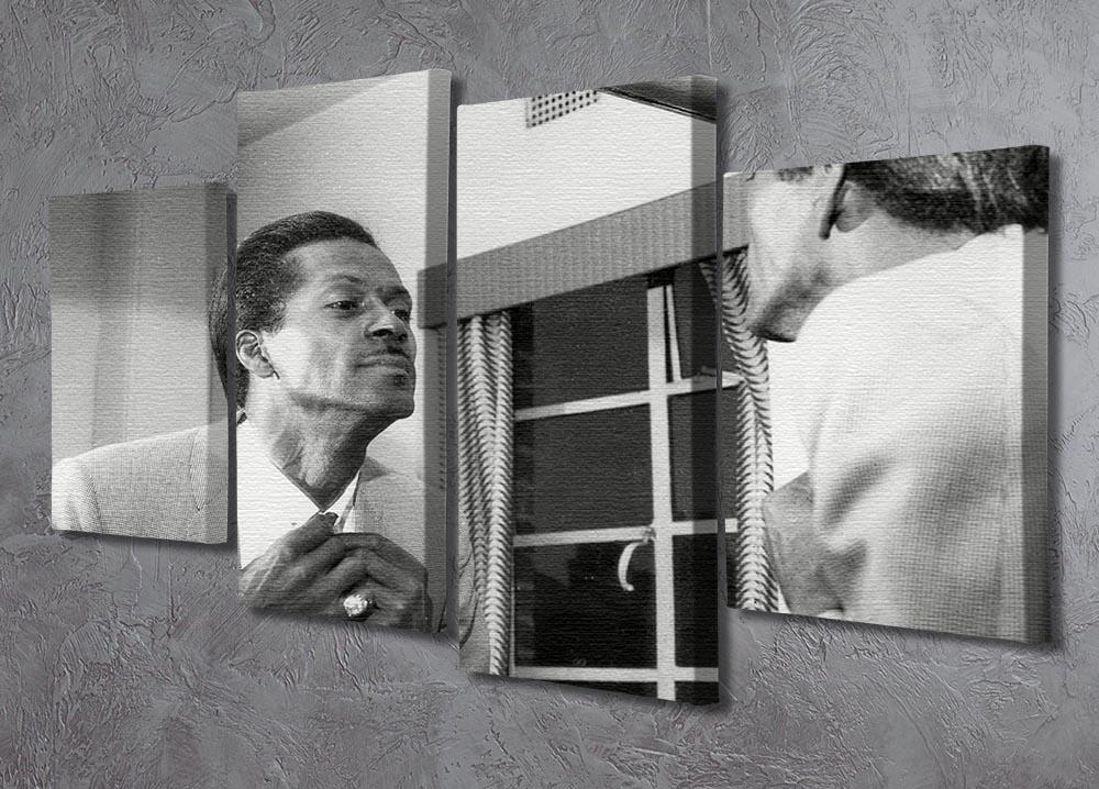 Chuck Berry dressing 4 Split Panel Canvas artwork featuring vibrant colors and dynamic design, divided into four equal sections.