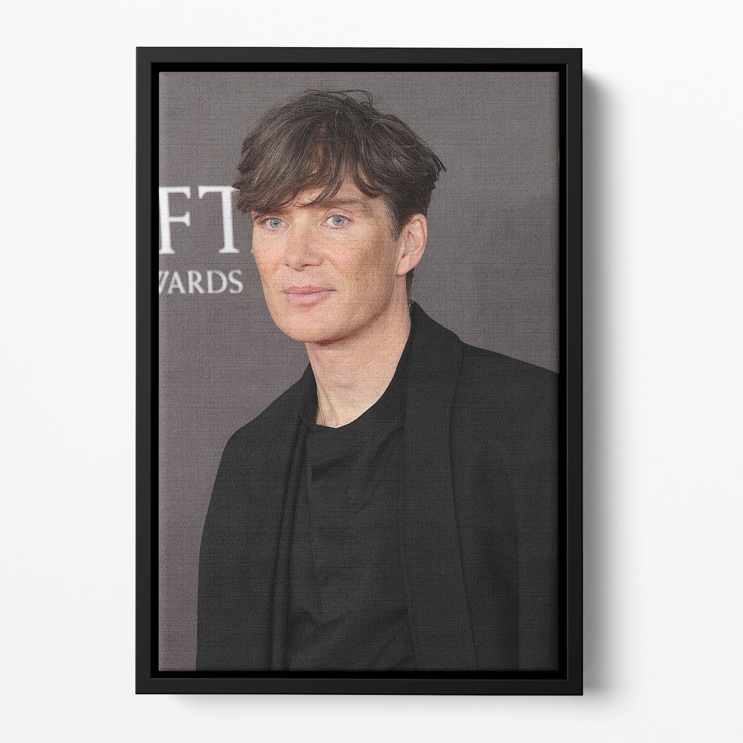 Cillian Murphy at the Baftas Floating Framed Canvas featuring vibrant abstract design in an elegant wooden frame.