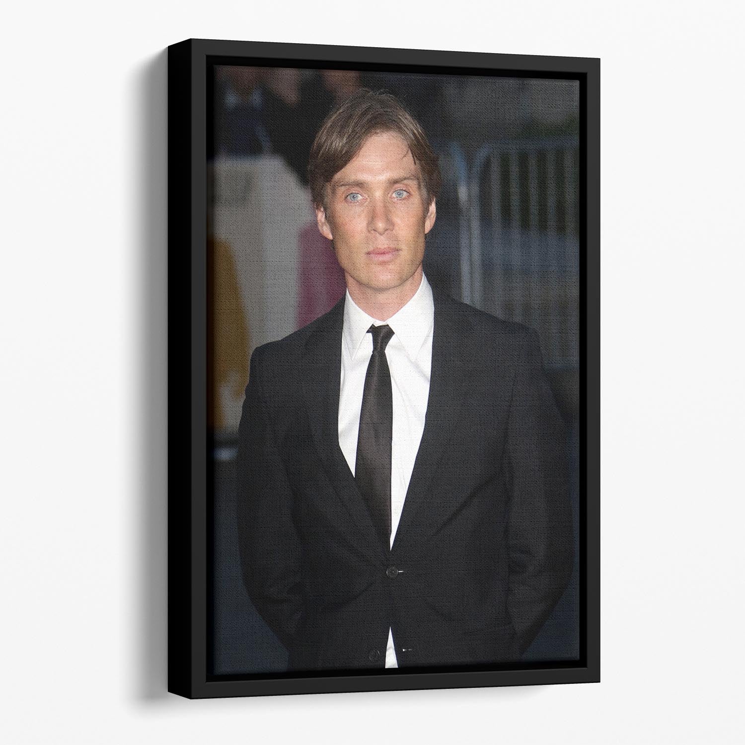 Cillian Murphy in 2016, beautifully framed in a floating canvas, showcasing vibrant colors and modern design.