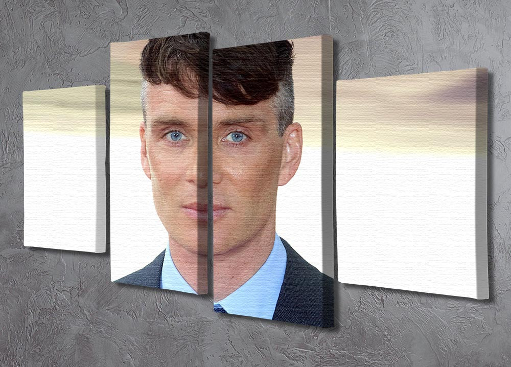 A 4-split canvas artwork featuring Cillian Murphy, showcasing his iconic image divided into four panels for a dynamic display.