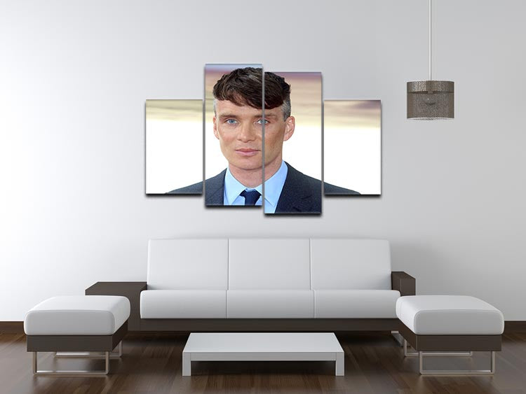 A 4-split canvas artwork featuring Cillian Murphy, showcasing his iconic image divided into four panels for a dynamic display.