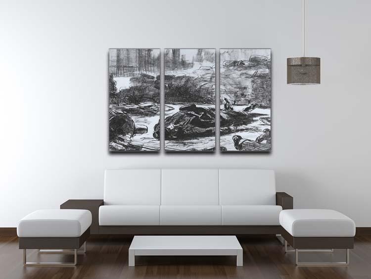 Civil War by Manet 3 Split Panel Canvas Print showcasing three panels of elegant artwork.