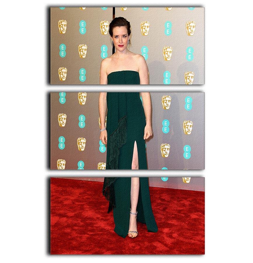 A stunning 3-panel canvas print featuring Claire Foy at the BAFTAs, showcasing elegance and sophistication.