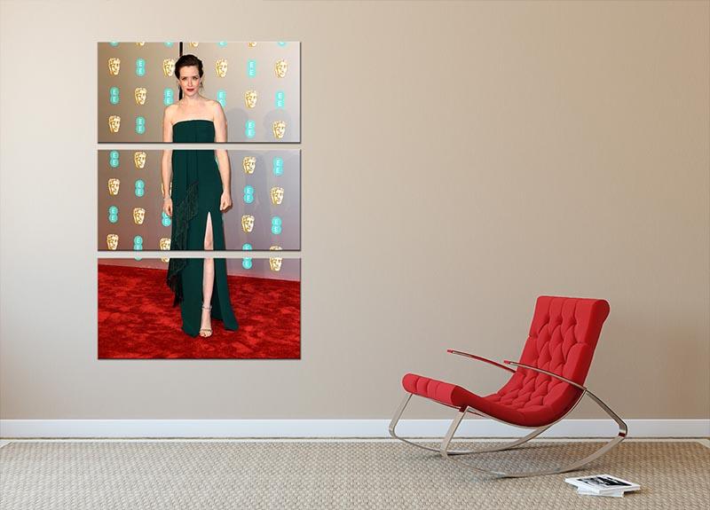 A stunning 3-panel canvas print featuring Claire Foy at the BAFTAs, showcasing elegance and sophistication.