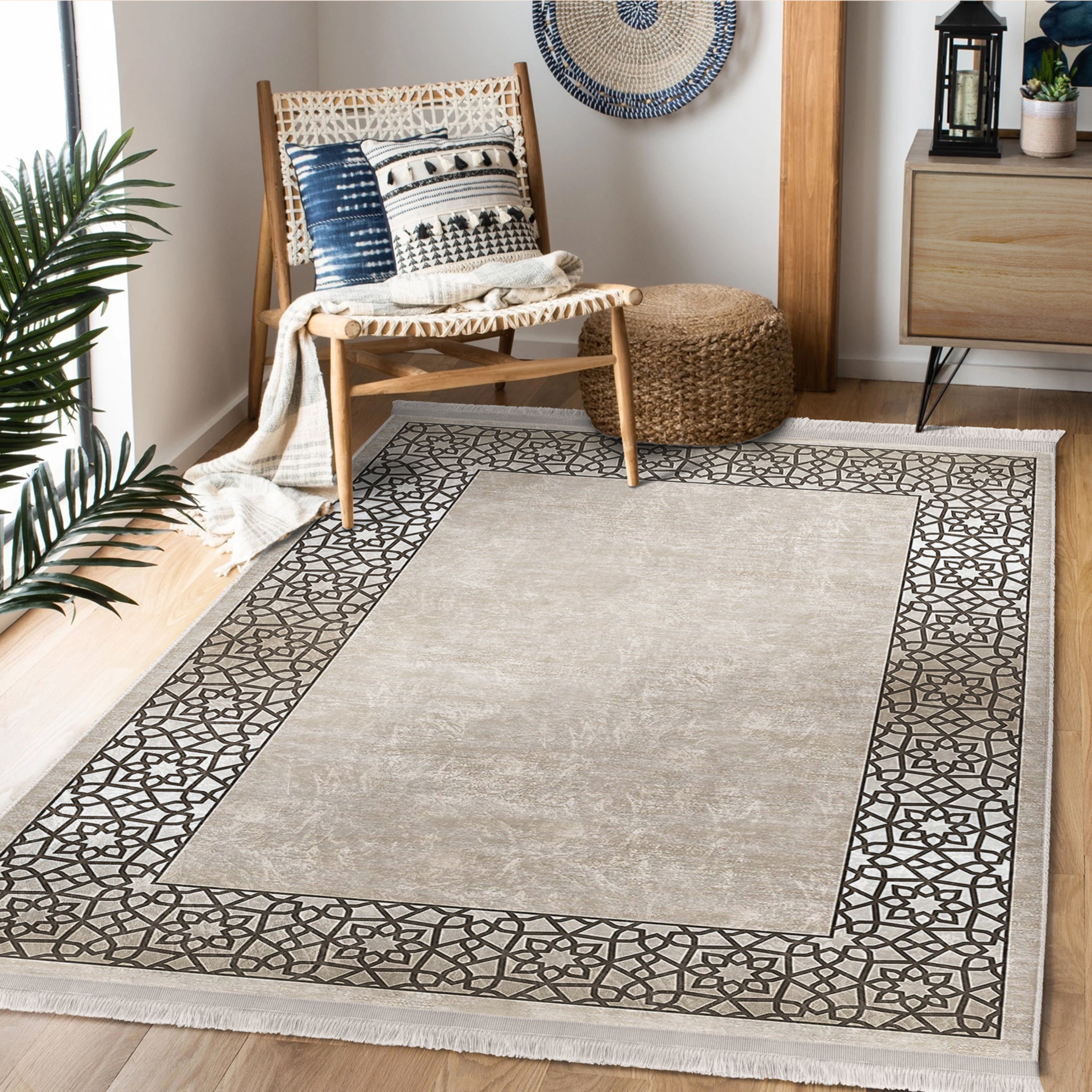 Classic Motifs Washable Area Rug featuring intricate design and fringes, perfect for enhancing home decor.