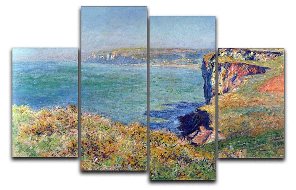 A beautiful 4-split canvas artwork depicting Cliffs at Varengeville by Monet, showcasing vibrant colors and intricate details across four panels.