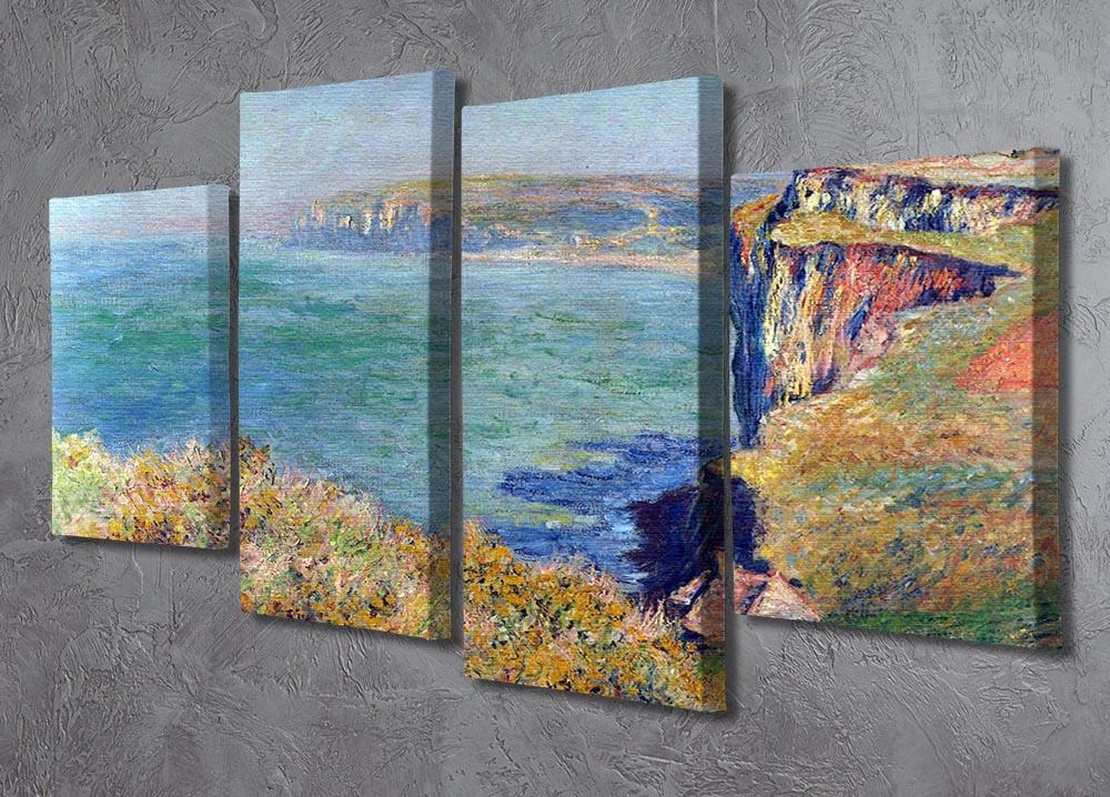 A beautiful 4-split canvas artwork depicting Cliffs at Varengeville by Monet, showcasing vibrant colors and intricate details across four panels.