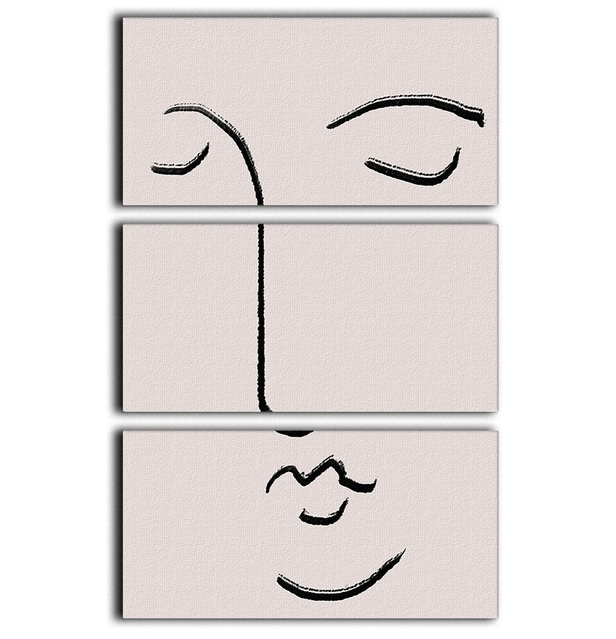 Closed Eyes 3 Split Panel Canvas Print featuring three high-quality panels with a captivating design, perfect for home or office decor.