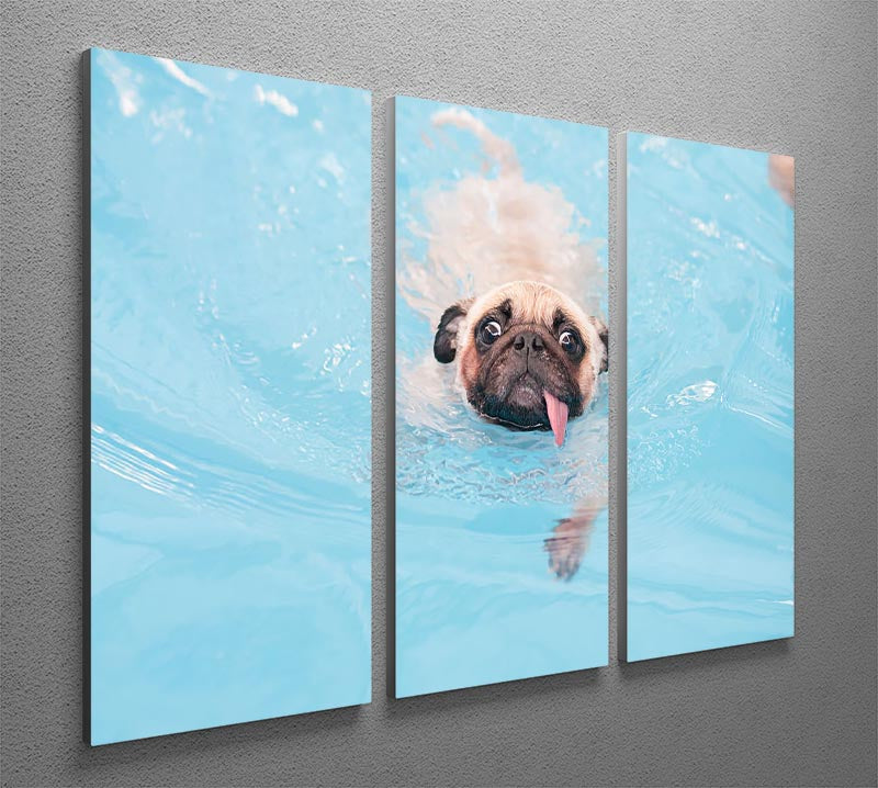 A charming close-up of a cute pug puppy on a 3-panel canvas print, showcasing its adorable features and vibrant colors.