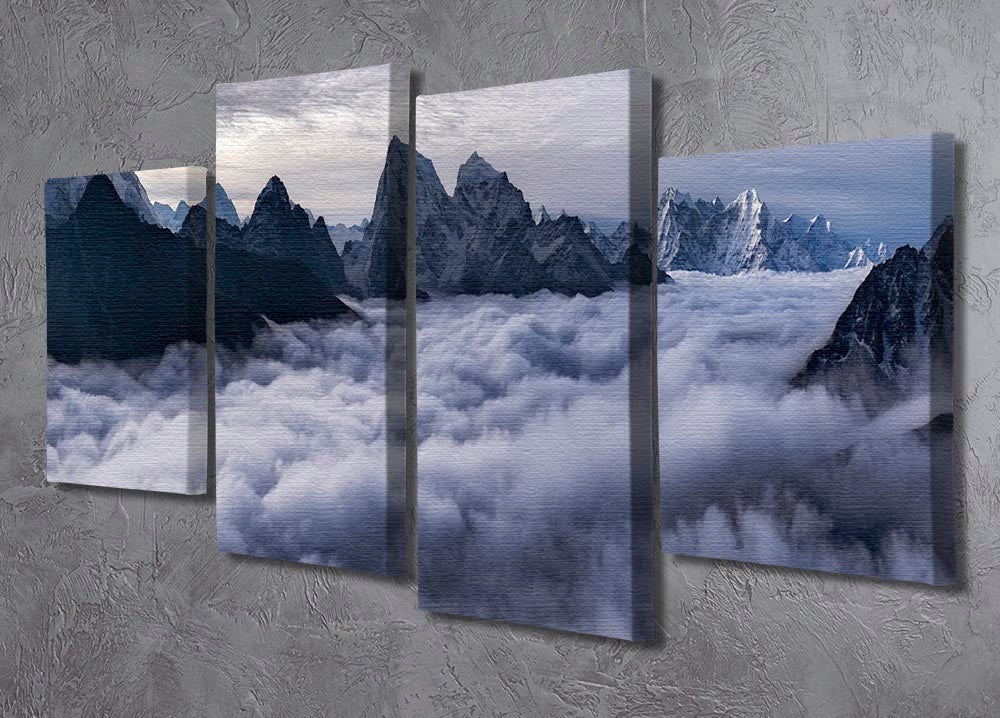 Cloud River 4 Split Panel Canvas artwork featuring serene river scenes divided into four panels, creating a cohesive and dynamic display.