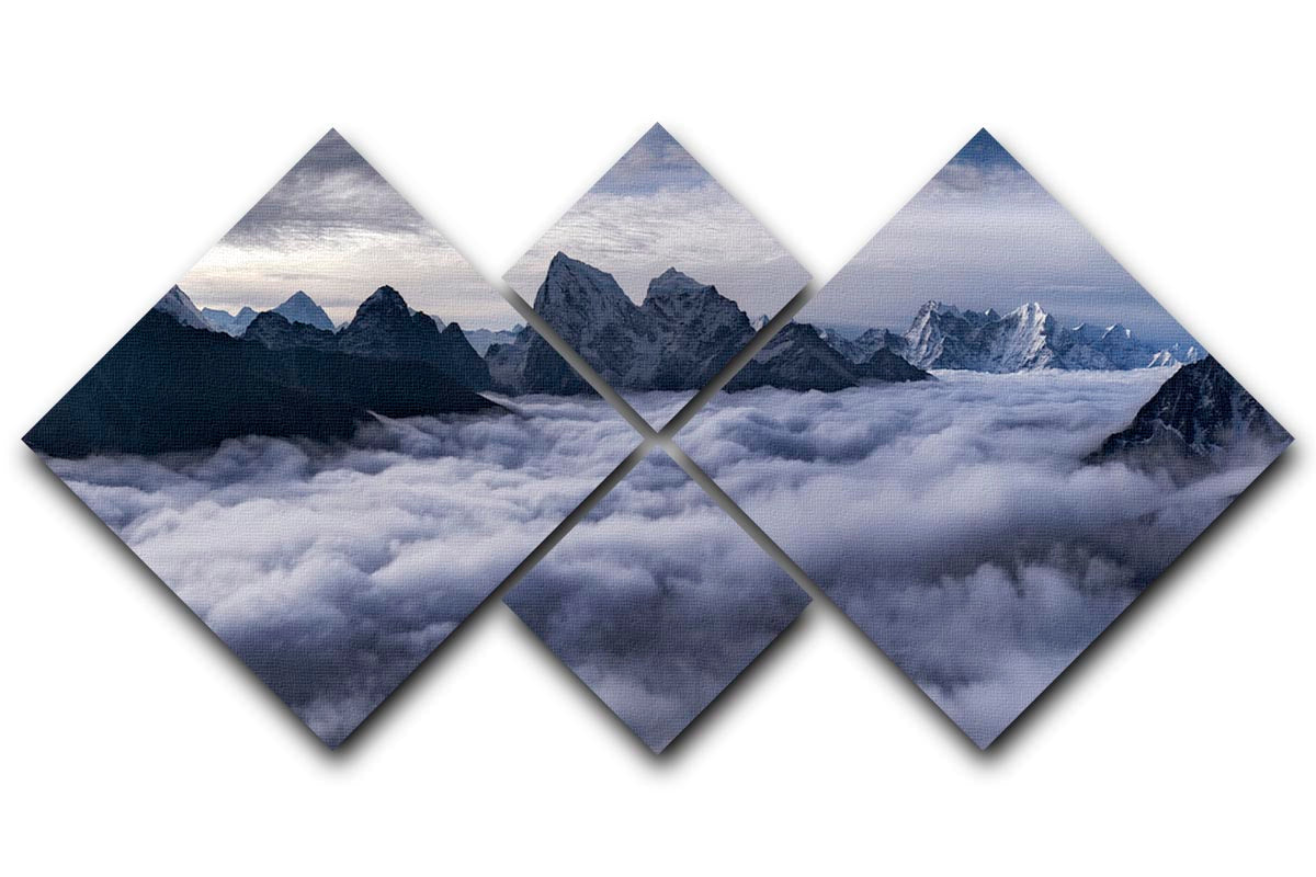 Cloud River 4 Square Multi Panel Canvas artwork featuring four equal square sections, beautifully arranged to create a cohesive image.