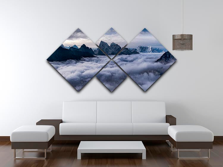 Cloud River 4 Square Multi Panel Canvas artwork featuring four equal square sections, beautifully arranged to create a cohesive image.
