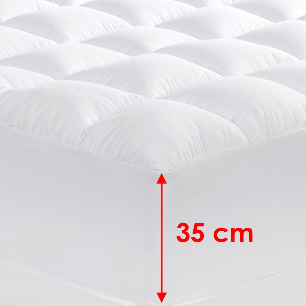 Cloudland 1000GSM Memory Resistant Microball Fill Mattress Topper King, featuring a plush quilted design and deep stretch walls for ultimate comfort.