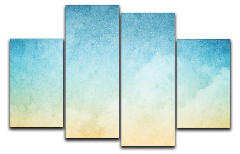 A 4-panel canvas artwork featuring a beautiful cloudscape with a grunge texture, showcasing a dynamic and modern design.