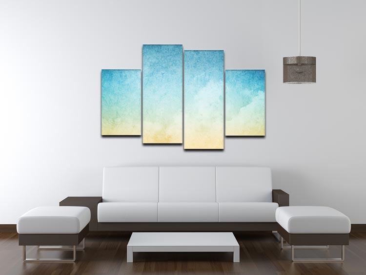 A 4-panel canvas artwork featuring a beautiful cloudscape with a grunge texture, showcasing a dynamic and modern design.