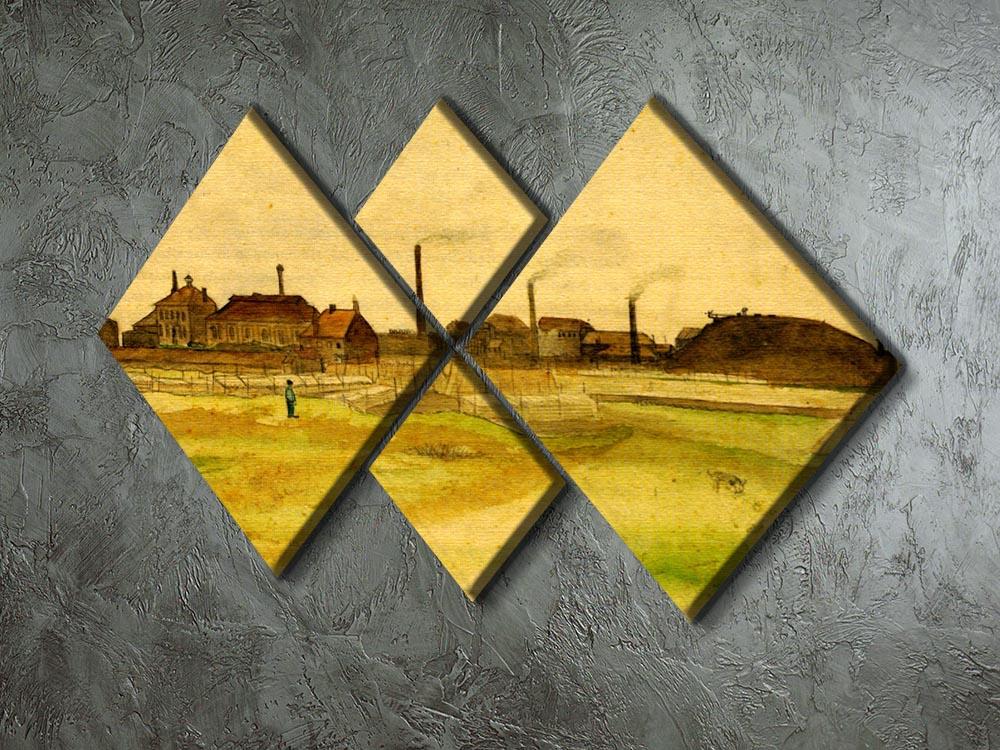 4-square multi-panel canvas featuring Van Gogh's Coalmine in the Borinage, showcasing vibrant colors and intricate details.
