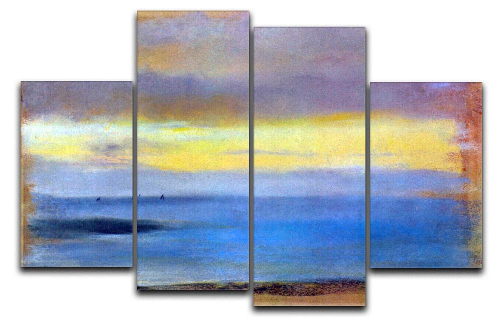 A stunning 4-split canvas artwork depicting a coastal sunset by Degas, showcasing vibrant colors and serene imagery.