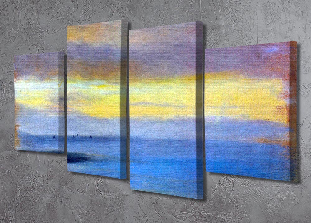 A stunning 4-split canvas artwork depicting a coastal sunset by Degas, showcasing vibrant colors and serene imagery.