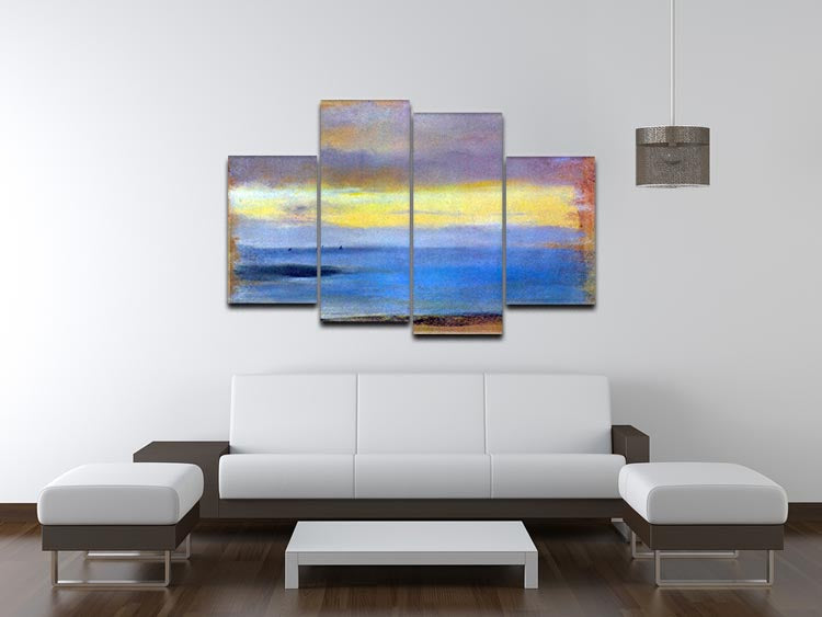 A stunning 4-split canvas artwork depicting a coastal sunset by Degas, showcasing vibrant colors and serene imagery.