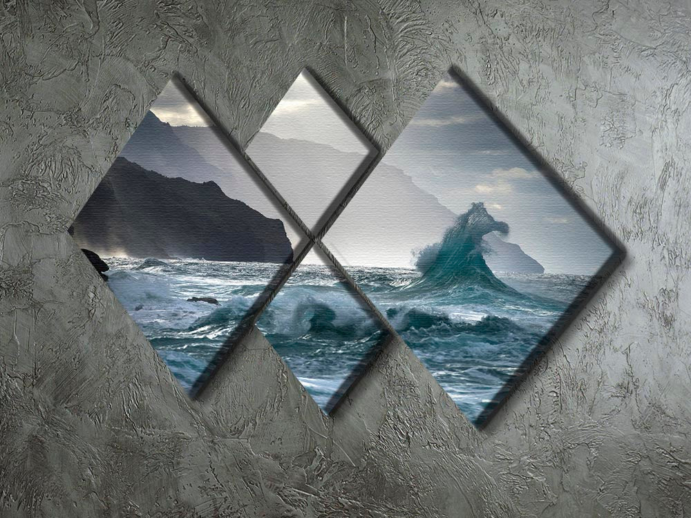 Coastal Waves 4 Square Multi Panel Canvas artwork featuring serene ocean waves in four equal sections.
