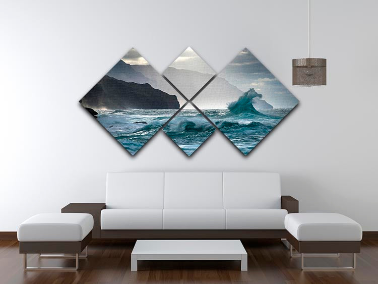 Coastal Waves 4 Square Multi Panel Canvas artwork featuring serene ocean waves in four equal sections.