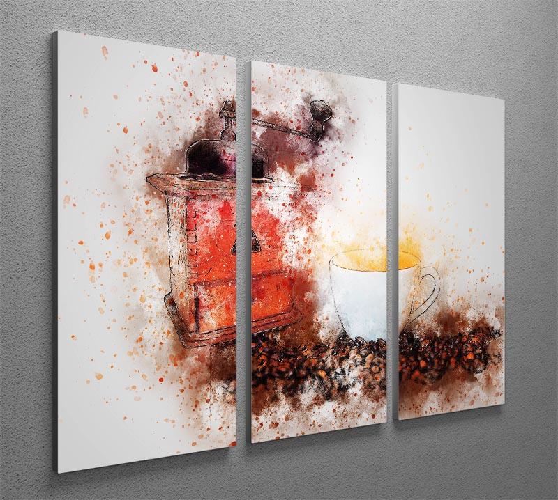 A beautiful 3-panel canvas print featuring a coffee painting, showcasing rich colors and intricate details, perfect for home or office decor.