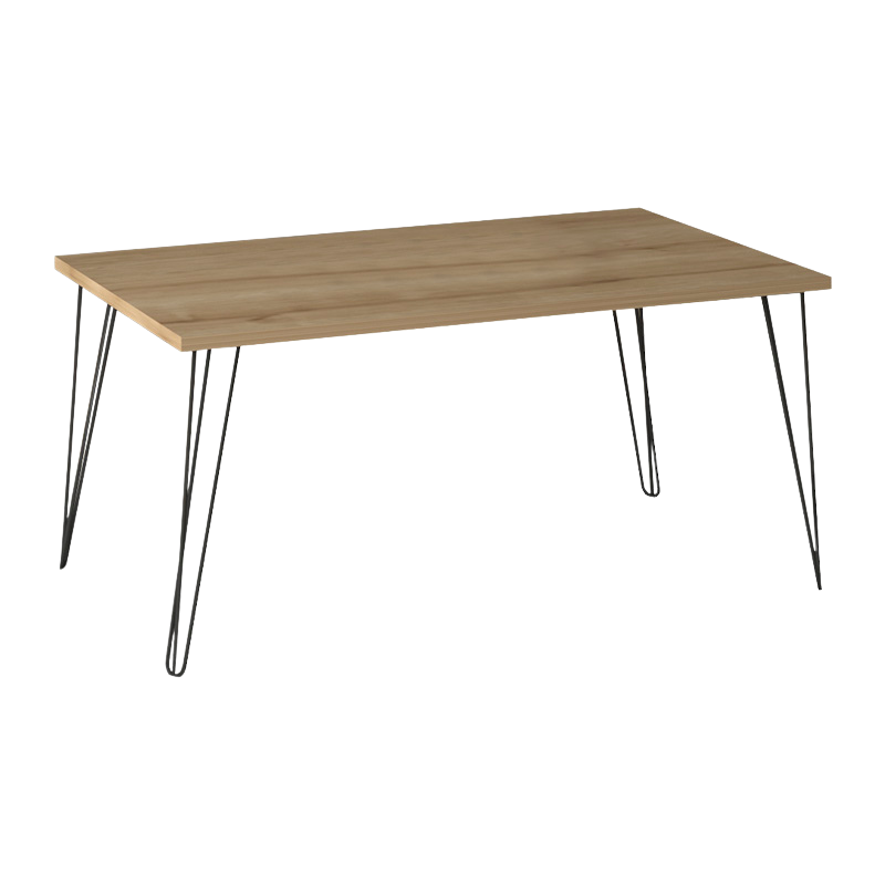 Coffee Table ADAM in oak finish with black metal legs, dimensions 90x55x43 cm, showcasing modern design and quality materials.