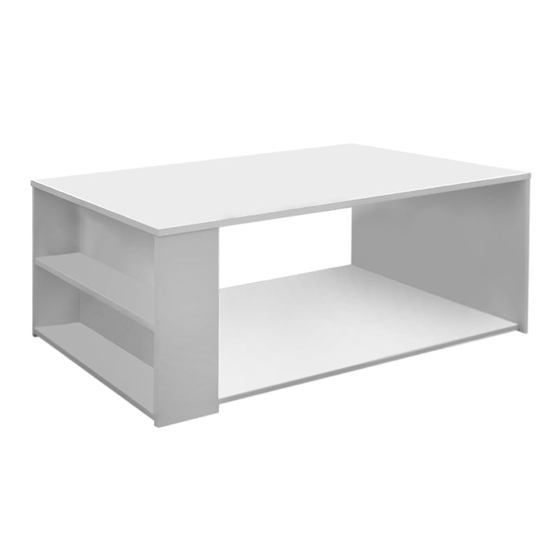 Coffee Table ANGELA in white, dimensions 110x60x40 cm, showcasing a modern design with a sleek melamine finish.
