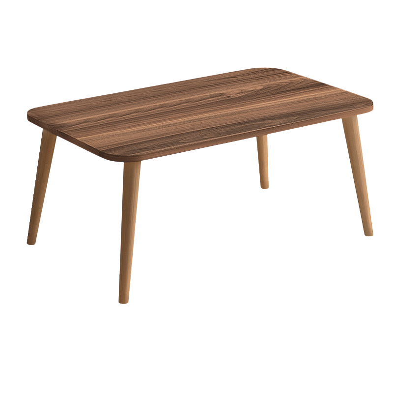 Coffee Table LUISE in walnut finish with solid beech wood legs, measuring 90x55x41 cm, showcasing its elegant design.