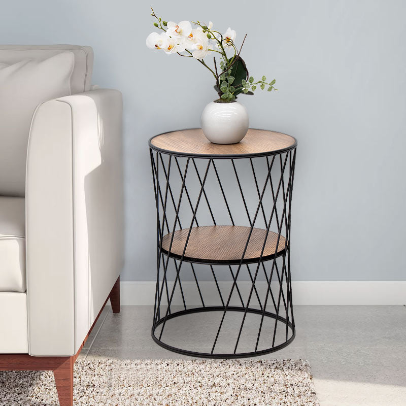 MELISSA Coffee Table in black and walnut finish, featuring a sleek design and a shelf underneath.