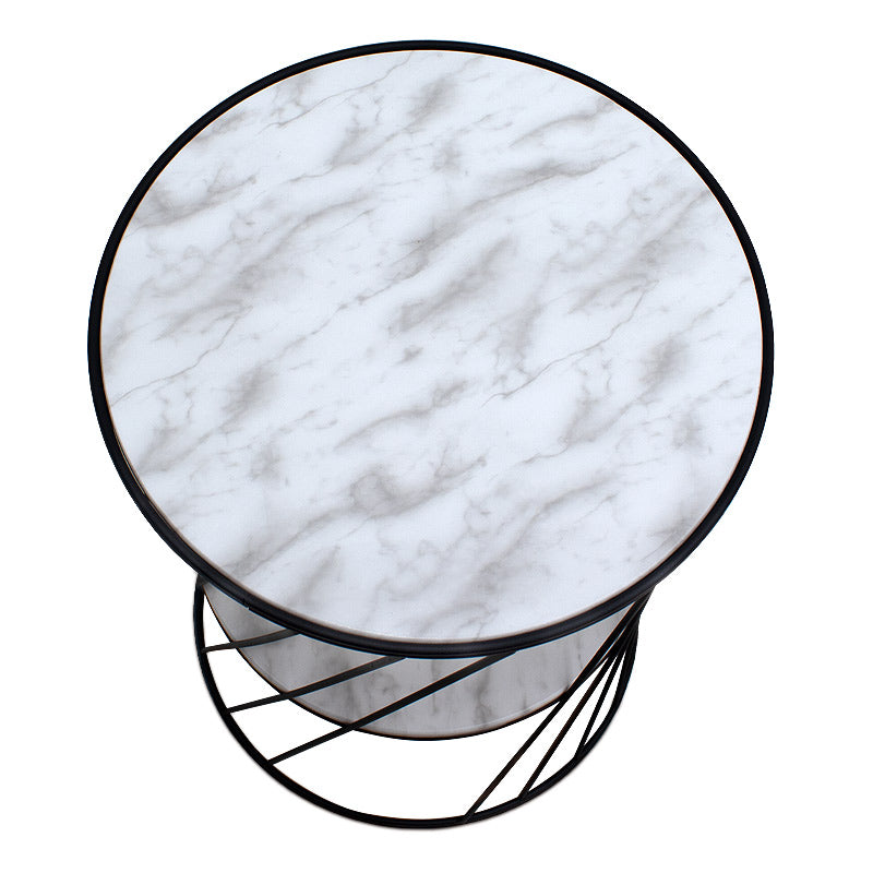 MELISSA Coffee Table featuring a black and white marble effect, with a sleek design and a shelf underneath, perfect for modern interiors.