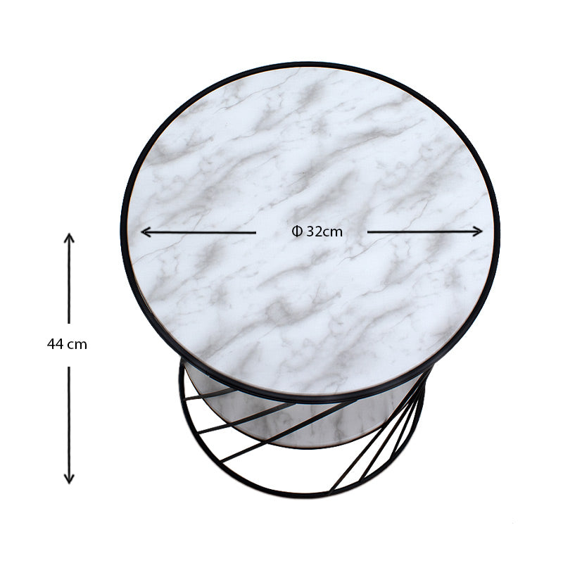 MELISSA Coffee Table featuring a black and white marble effect, with a sleek design and a shelf underneath, perfect for modern interiors.