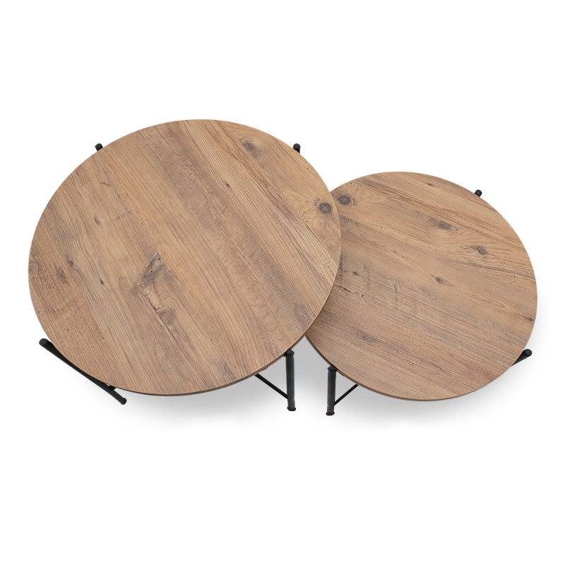 RUSTIK Coffee Table Set featuring two stylish pine oak tables, one large and one small, perfect for home or business use.