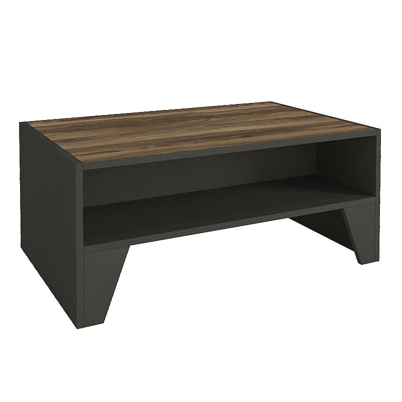 SHAMU Coffee Table in anthracite and walnut finish, measuring 93.6x60x40cm, showcasing its modern design and durable melamine surface.