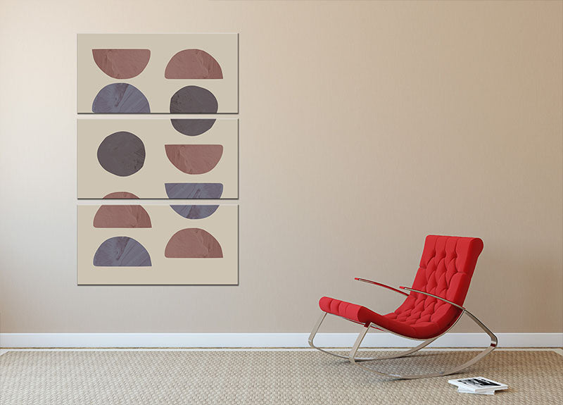Collage 04 Sand 3 Split Panel Canvas Print featuring three elegant panels with a cohesive design, perfect for home decor.