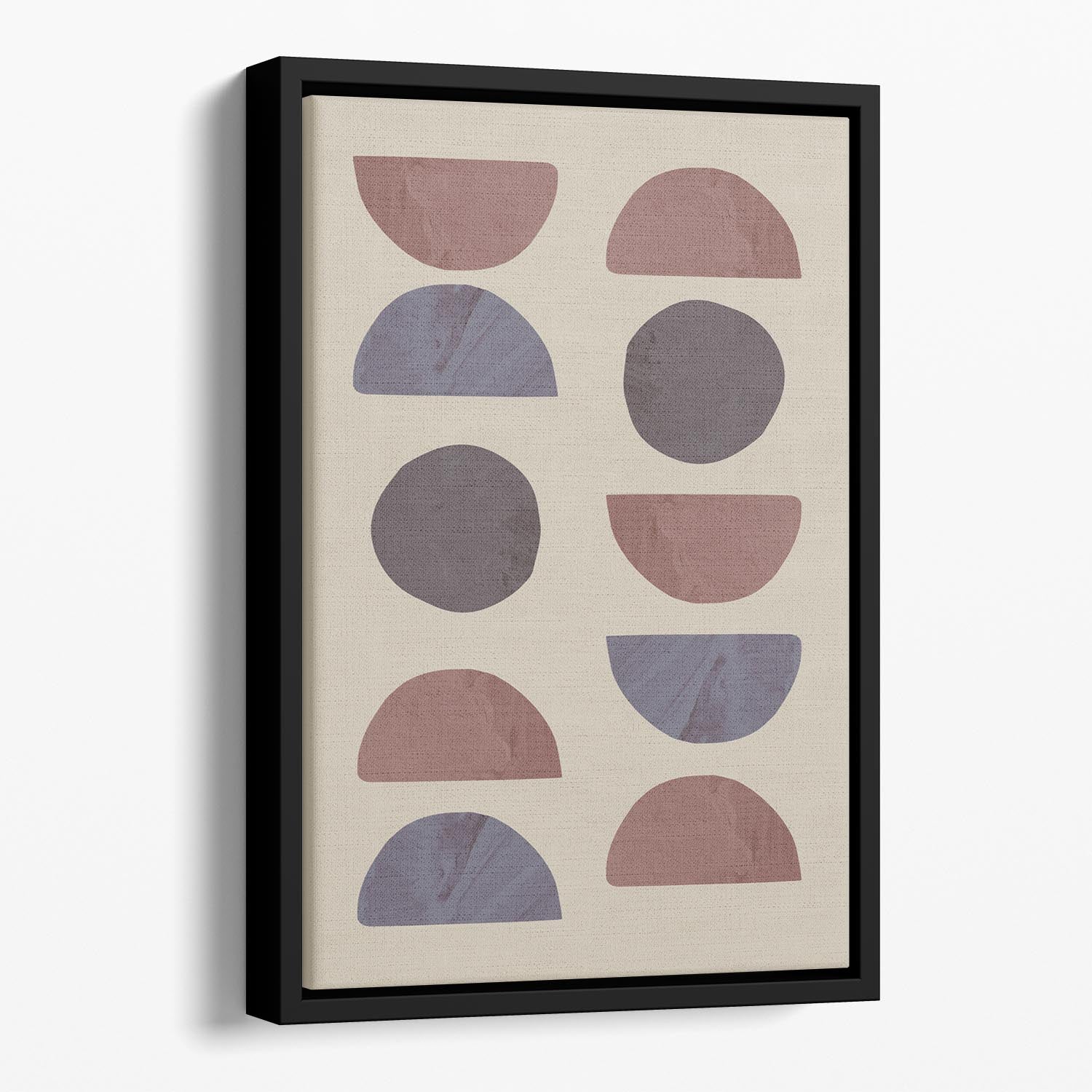 Collage 04 Sand Floating Framed Canvas featuring vibrant abstract design in elegant wooden frame.