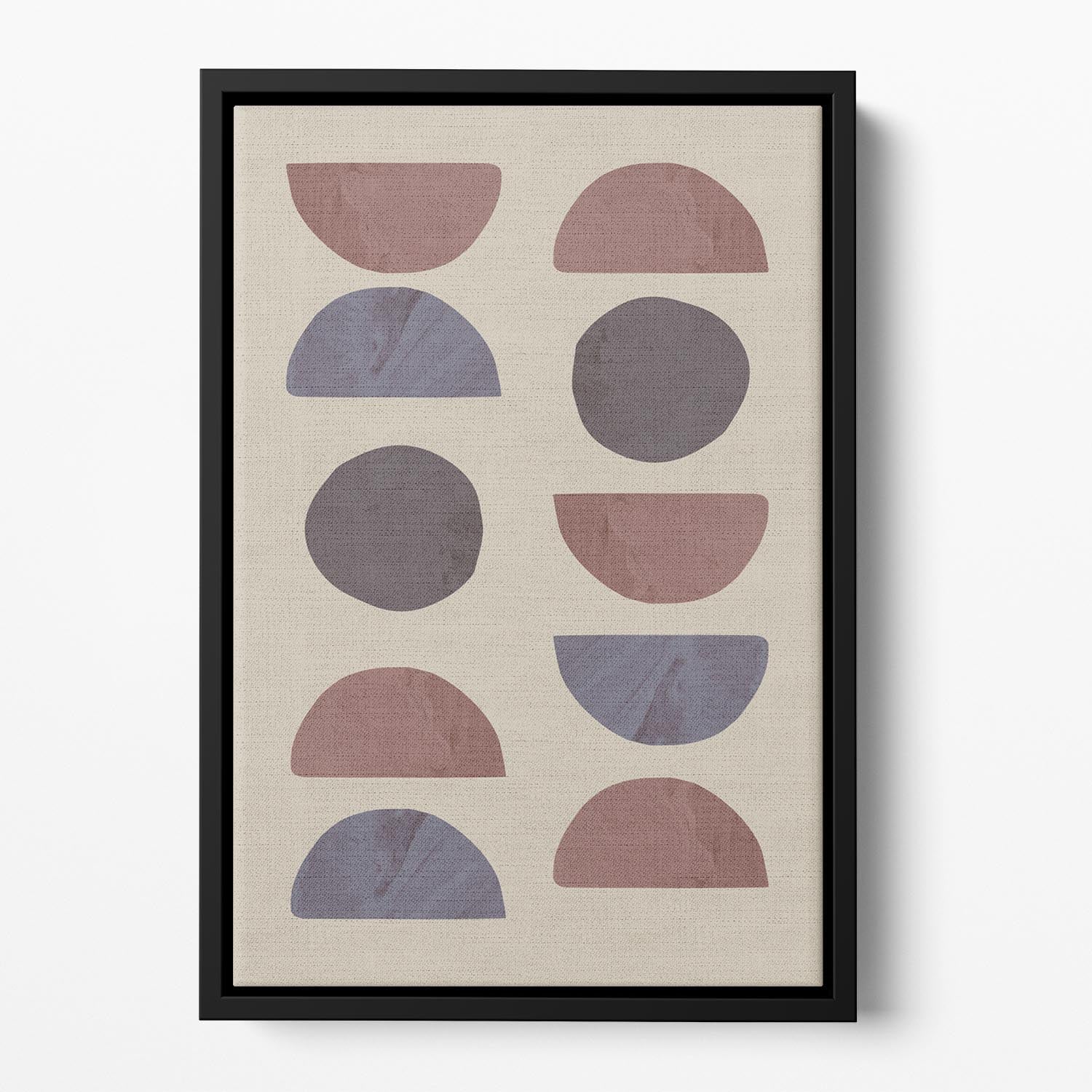 Collage 04 Sand Floating Framed Canvas featuring vibrant abstract design in elegant wooden frame.
