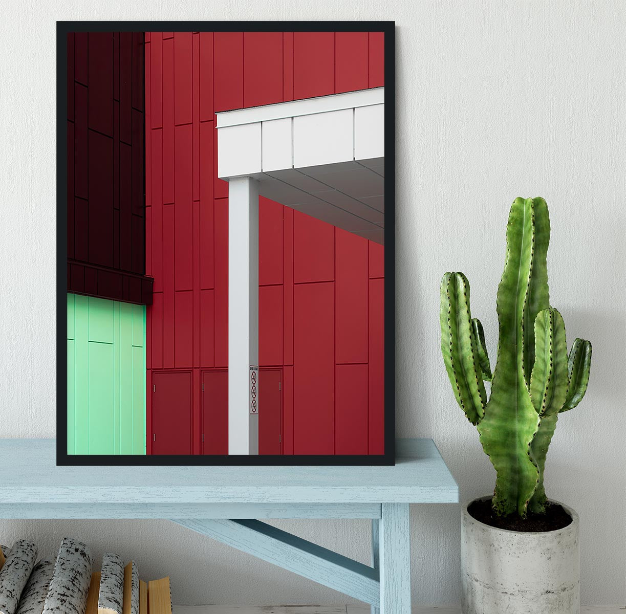 Color Architecture Framed Print showcasing a vivid image in a handmade black frame, perfect for home decor.