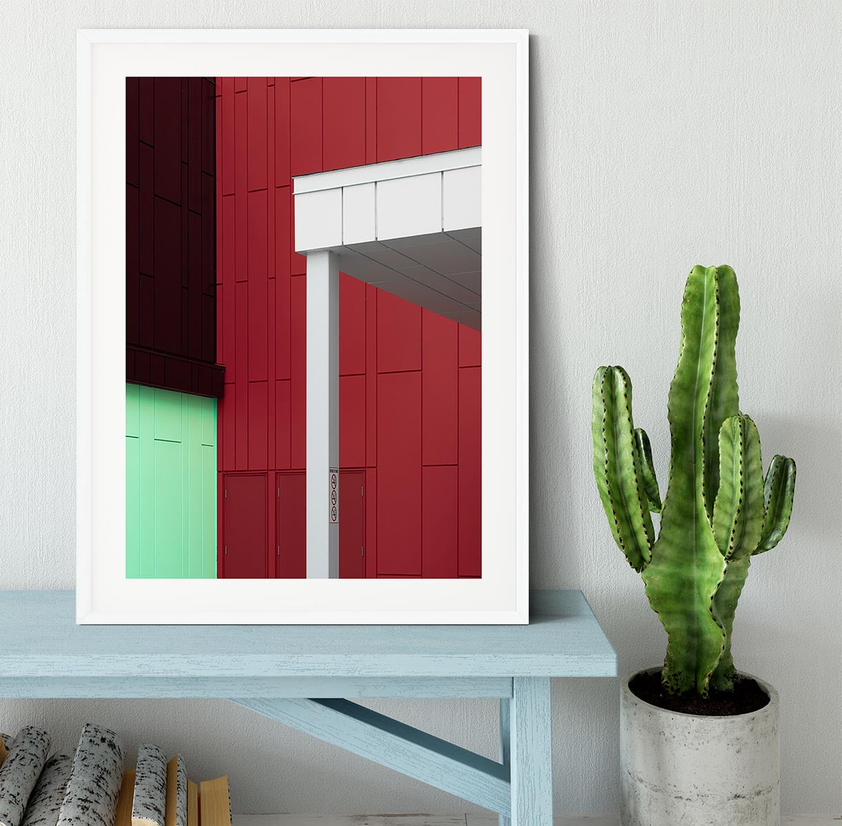 Color Architecture Framed Print showcasing a vivid image in a handmade black frame, perfect for home decor.