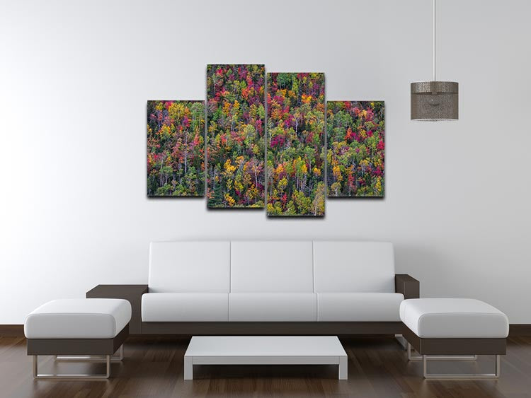 Color Palette 4 Split Panel Canvas artwork featuring vibrant colors and a dynamic design, divided into four equal sections for a multi-dimensional effect.